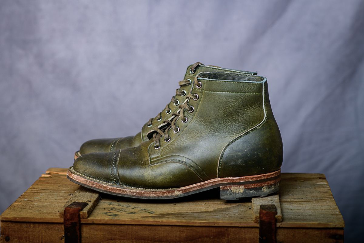 Photo by kungfubeach on January 6, 2026 of the Viberg Service Boot in Horween Olive Chromepak.