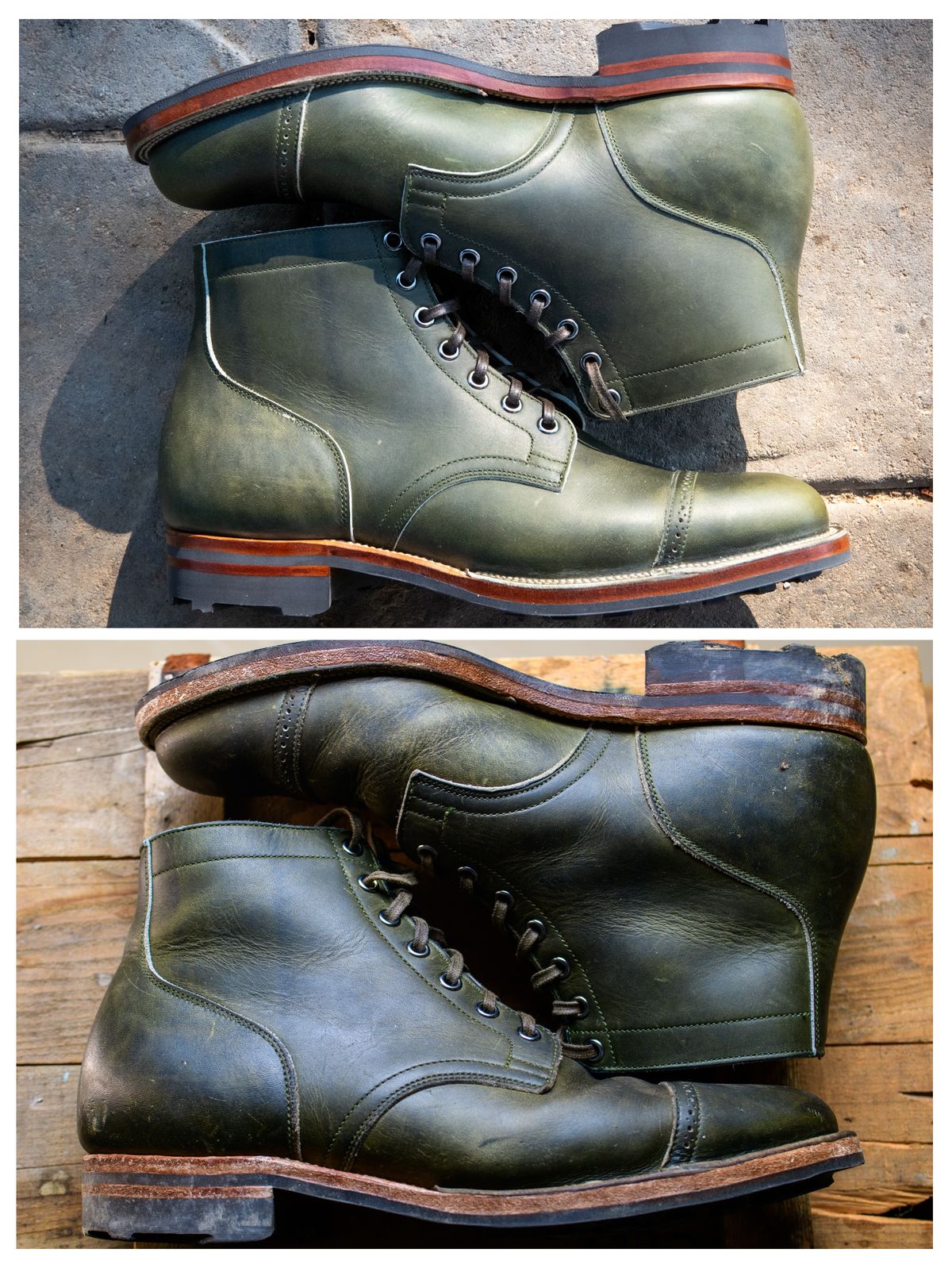 Photo by kungfubeach on January 6, 2026 of the Viberg Service Boot in Horween Olive Chromepak.
