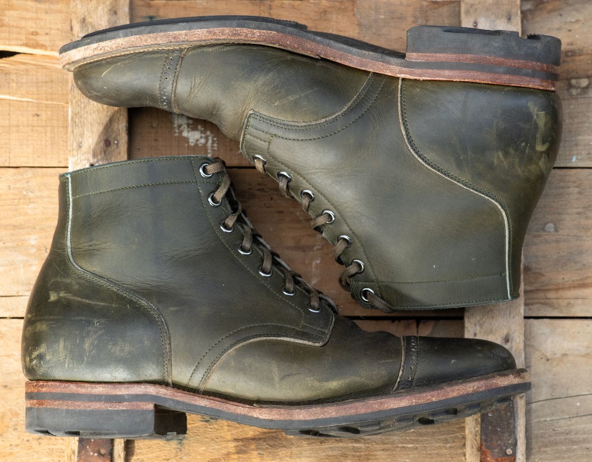 Photo by kungfubeach on March 1, 2026 of the Viberg Service Boot in Horween Olive Chromepak.