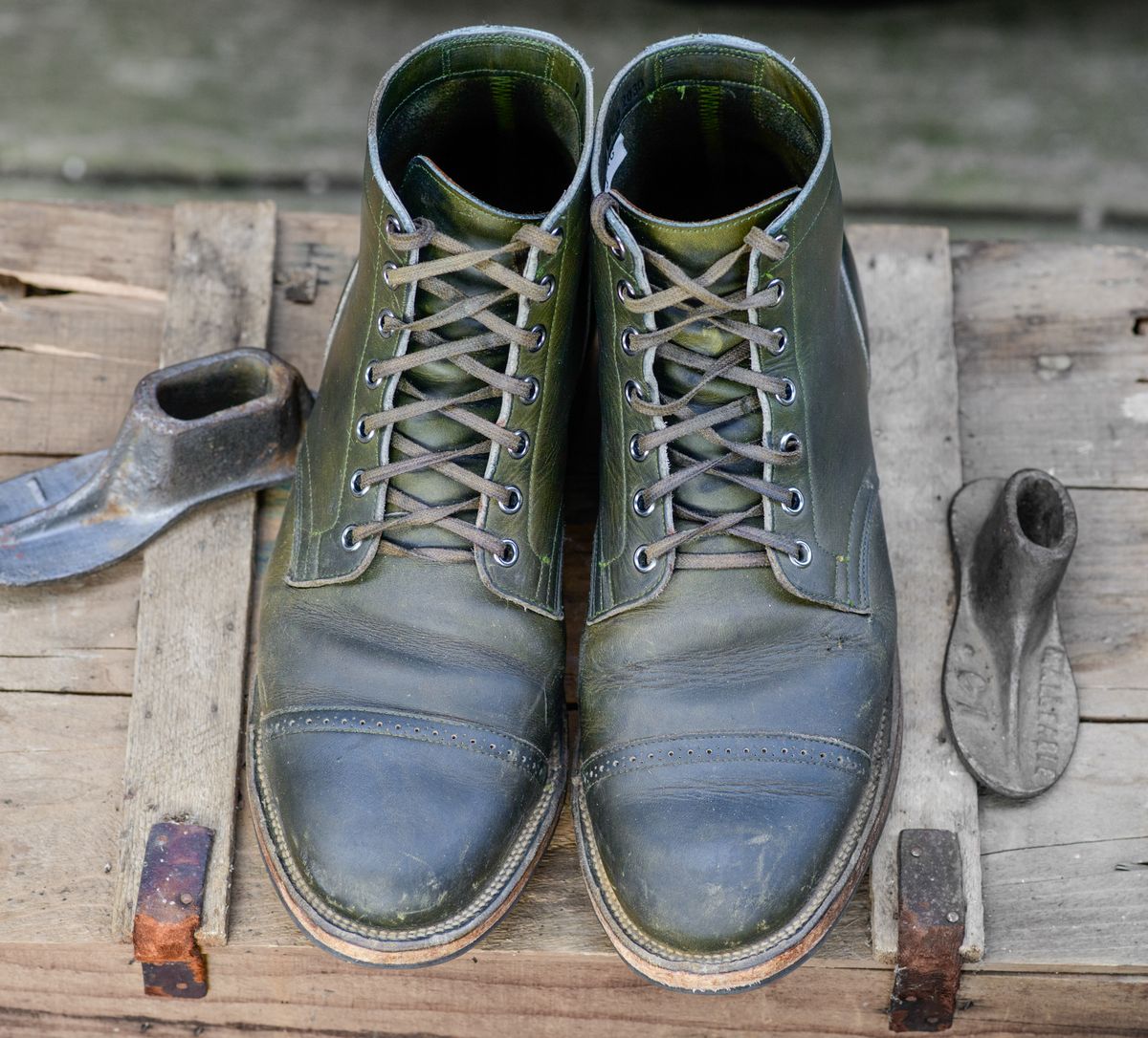 Photo by kungfubeach on March 5, 2026 of the Viberg Service Boot in Horween Olive Chromepak.