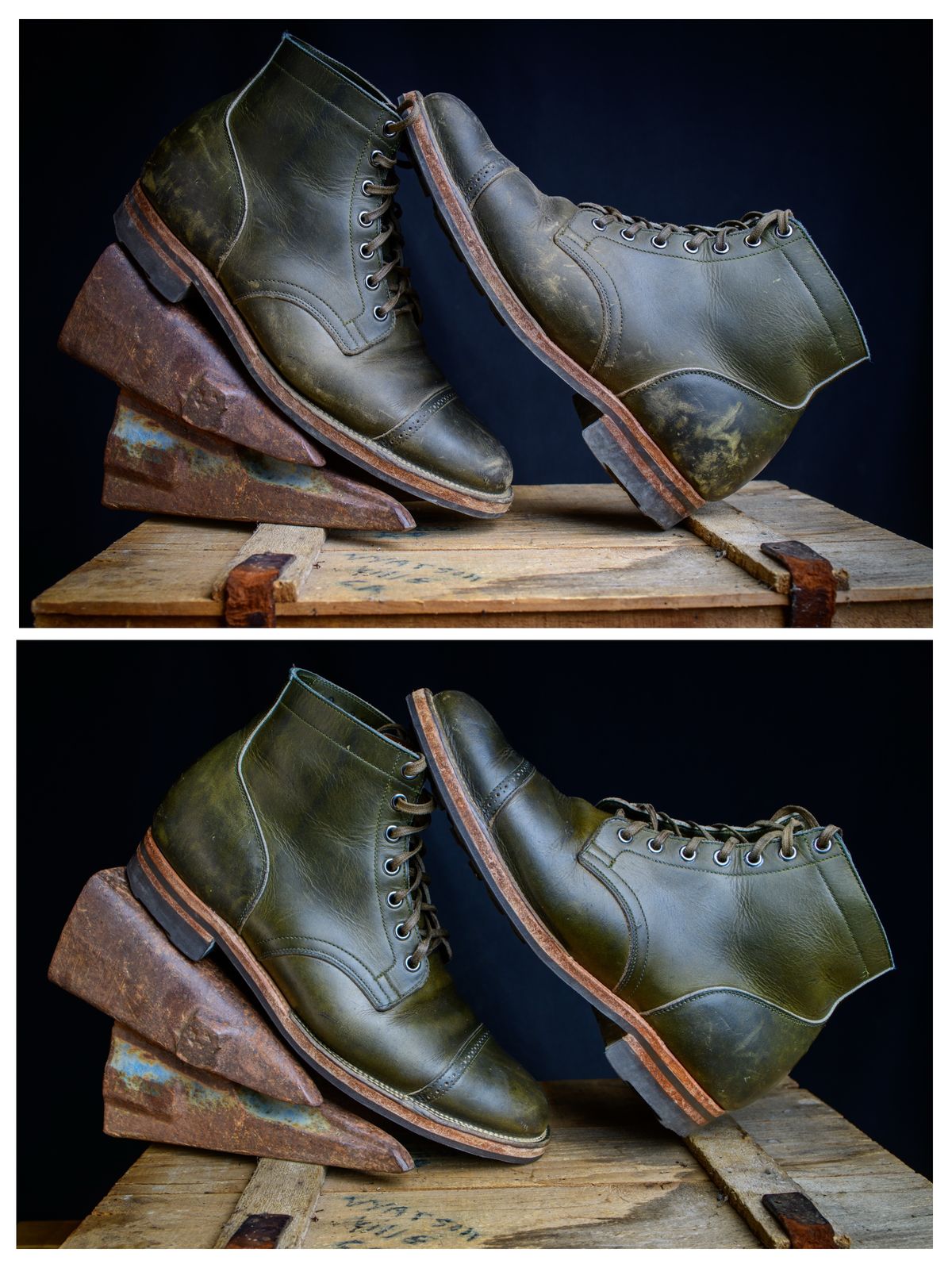 Photo by kungfubeach on March 9, 2026 of the Viberg Service Boot in Horween Olive Chromepak.