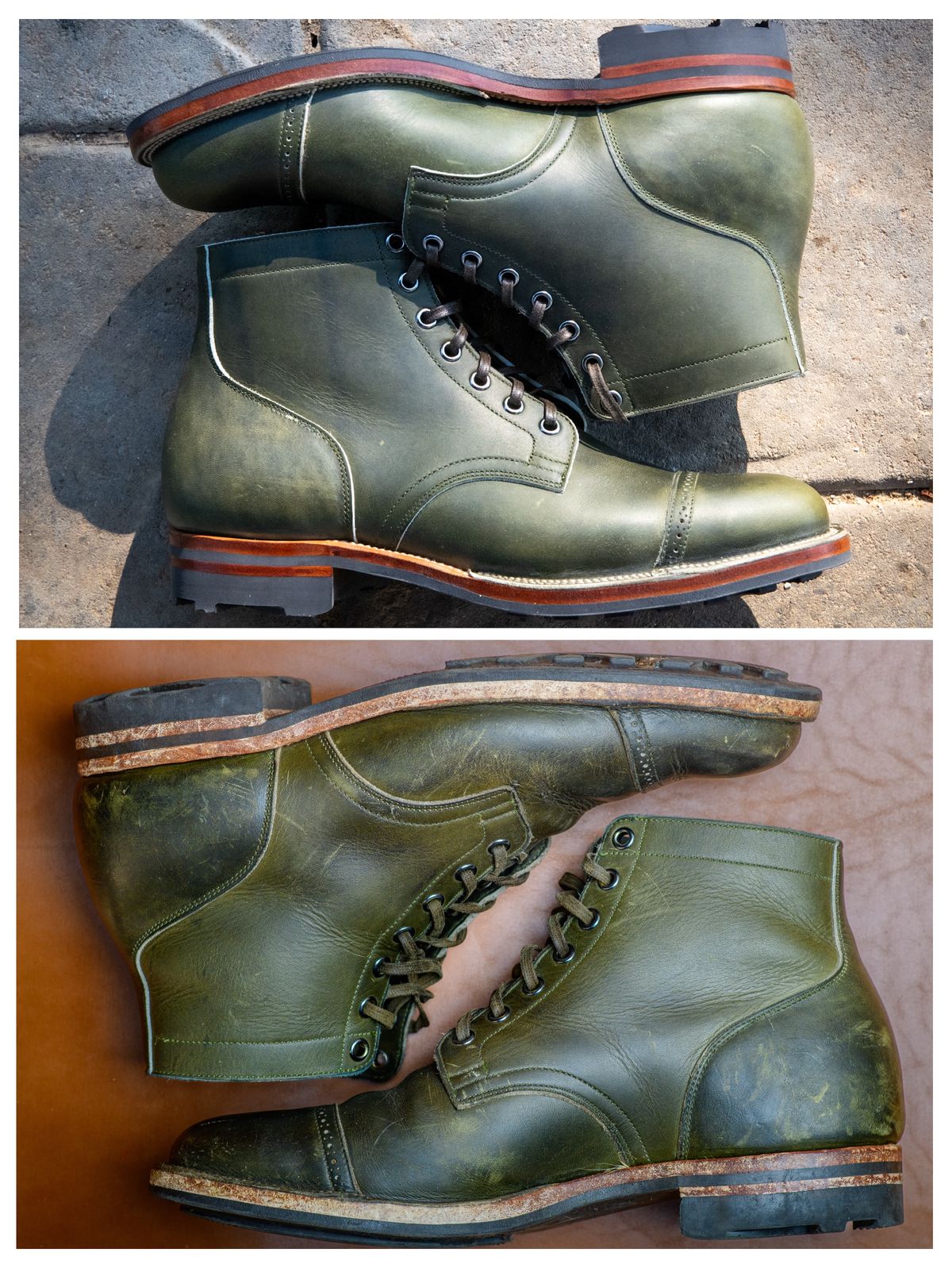 Photo by kungfubeach on April 6, 2026 of the Viberg Service Boot in Horween Olive Chromepak.