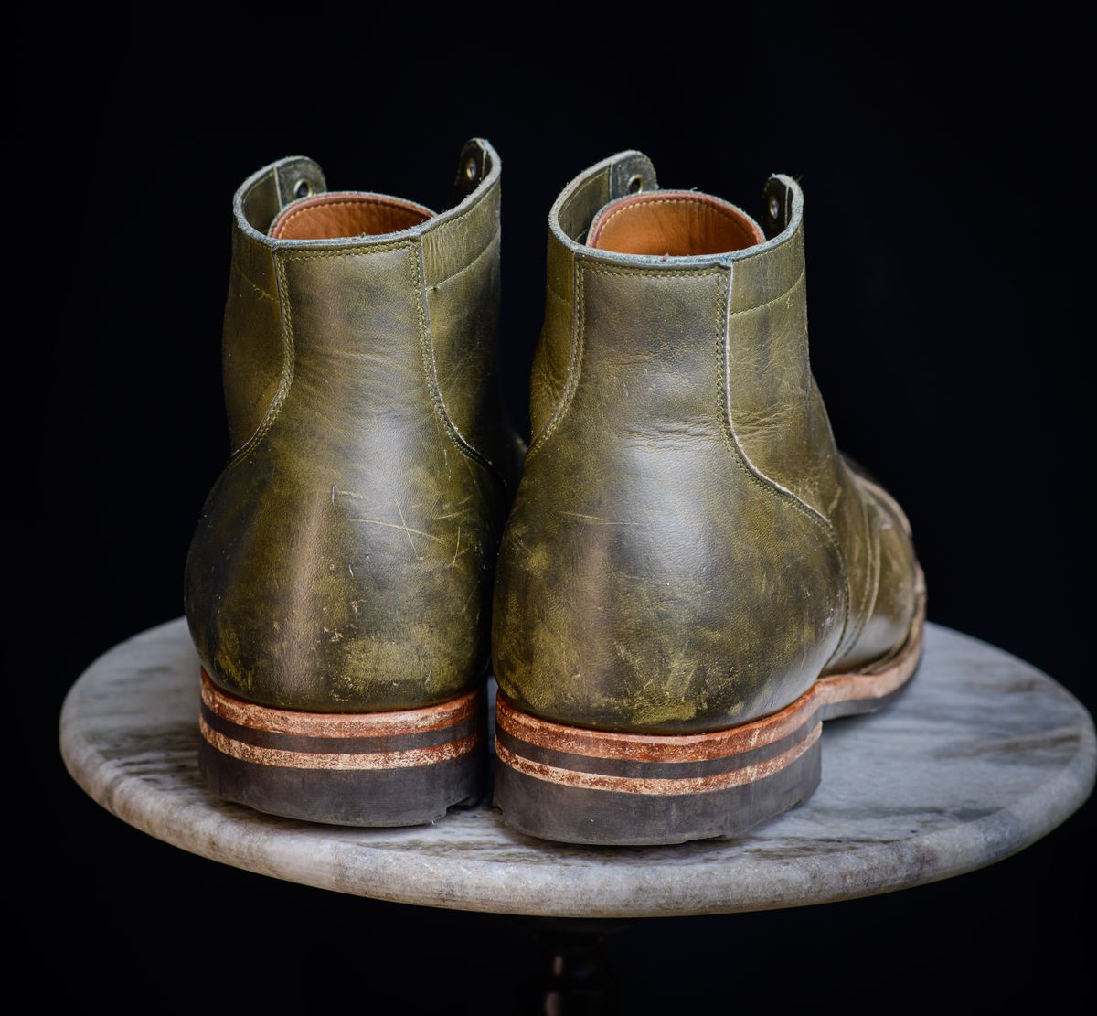 Photo by kungfubeach on April 6, 2026 of the Viberg Service Boot in Horween Olive Chromepak.