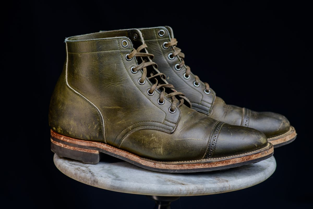 Photo by kungfubeach on April 6, 2026 of the Viberg Service Boot in Horween Olive Chromepak.
