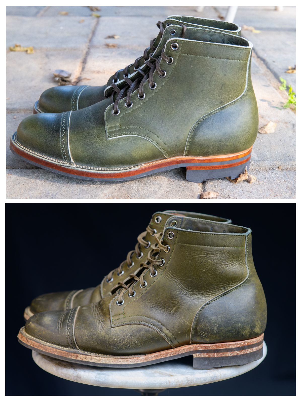Photo by kungfubeach on April 6, 2026 of the Viberg Service Boot in Horween Olive Chromepak.