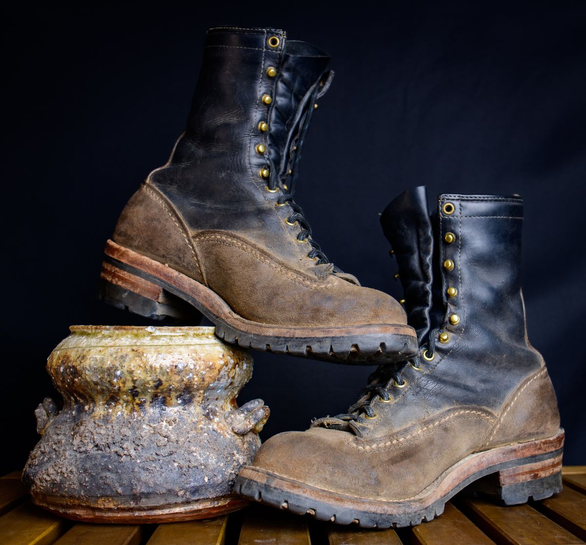 Photo by kungfubeach on November 8, 2025 of the Wesco Firestormer in Seidel Black Tie Domain & Seidel Charcoal Roughout.