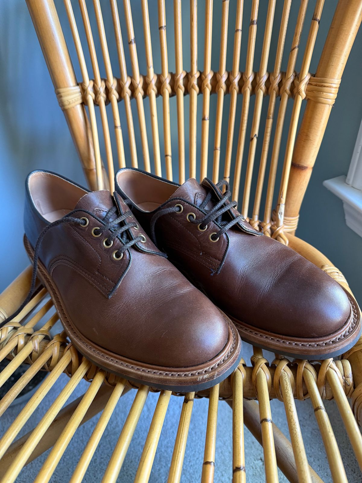 Photo by jaredbrewer on May 1, 2025 of the Tricker's Daniel Tramping Shoe in Horween Brown Nut Dublin.