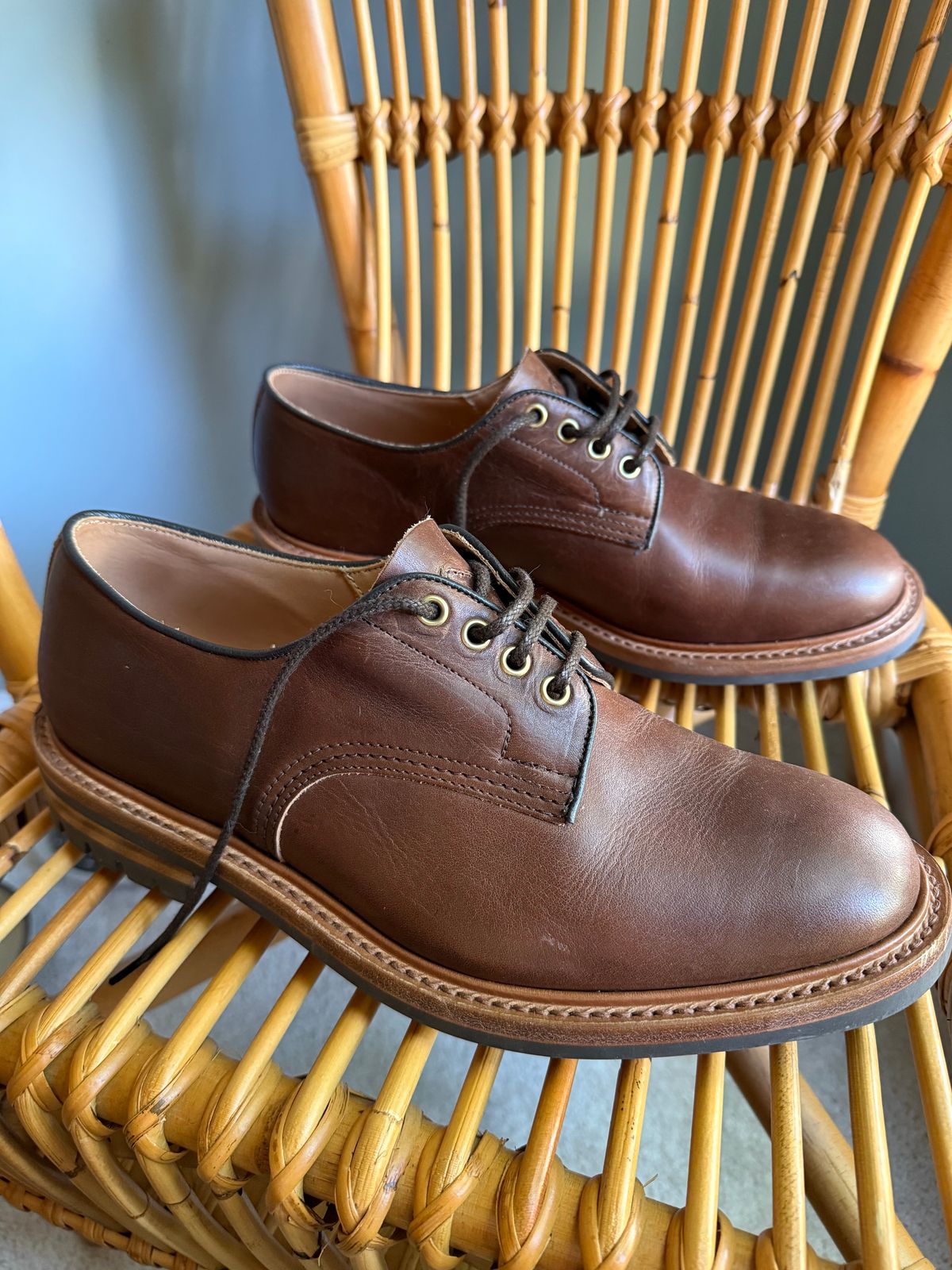Photo by jaredbrewer on May 1, 2025 of the Tricker's Daniel Tramping Shoe in Horween Brown Nut Dublin.