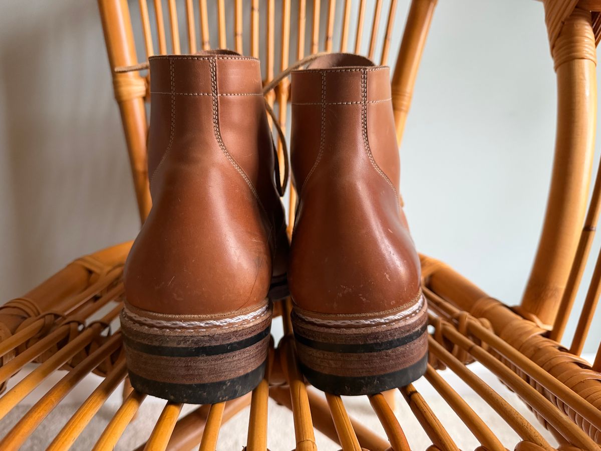 Photo by jaredbrewer on November 3, 2025 of the Junkard SC Plain Toe in Rocado Unglazed Natural Shell Cordovan.