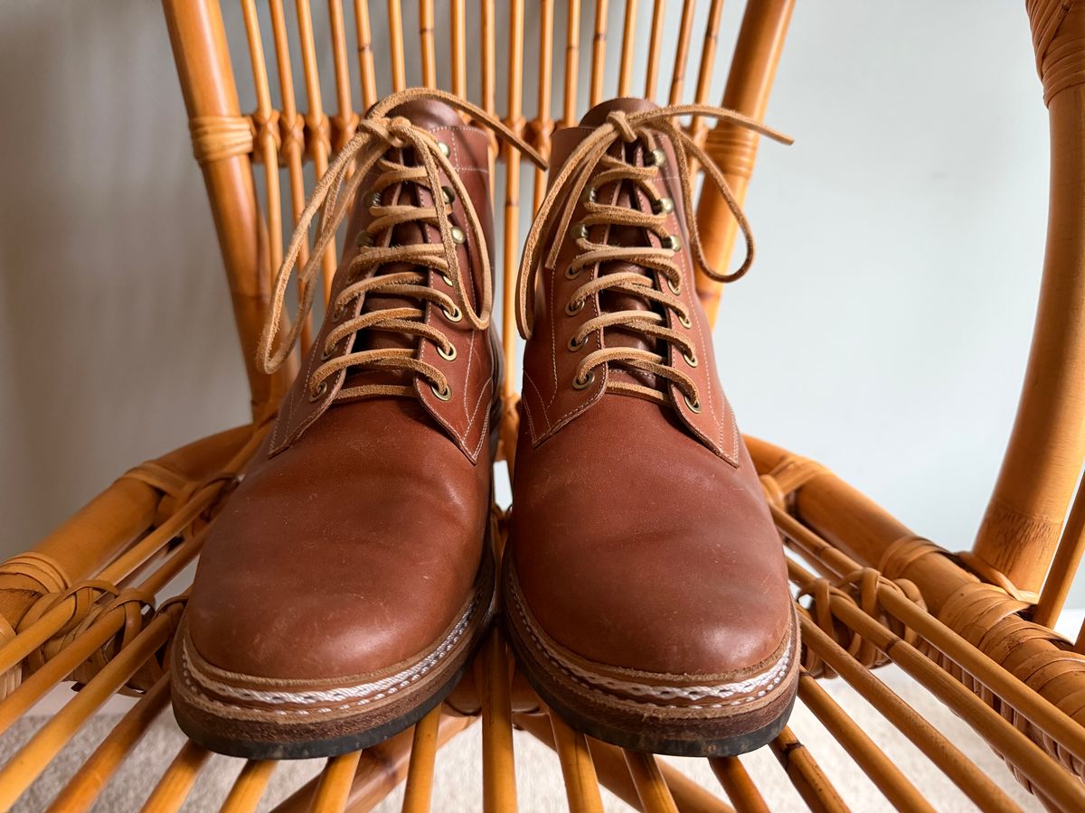 Photo by jaredbrewer on November 3, 2025 of the Junkard SC Plain Toe in Rocado Unglazed Natural Shell Cordovan.