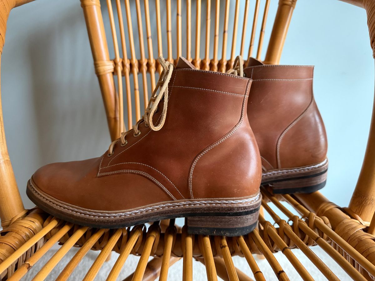 Photo by jaredbrewer on November 3, 2025 of the Junkard SC Plain Toe in Rocado Unglazed Natural Shell Cordovan.