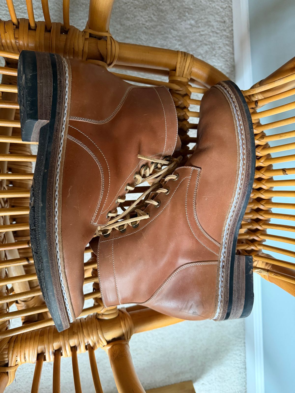 Photo by jaredbrewer on November 3, 2025 of the Junkard SC Plain Toe in Rocado Unglazed Natural Shell Cordovan.