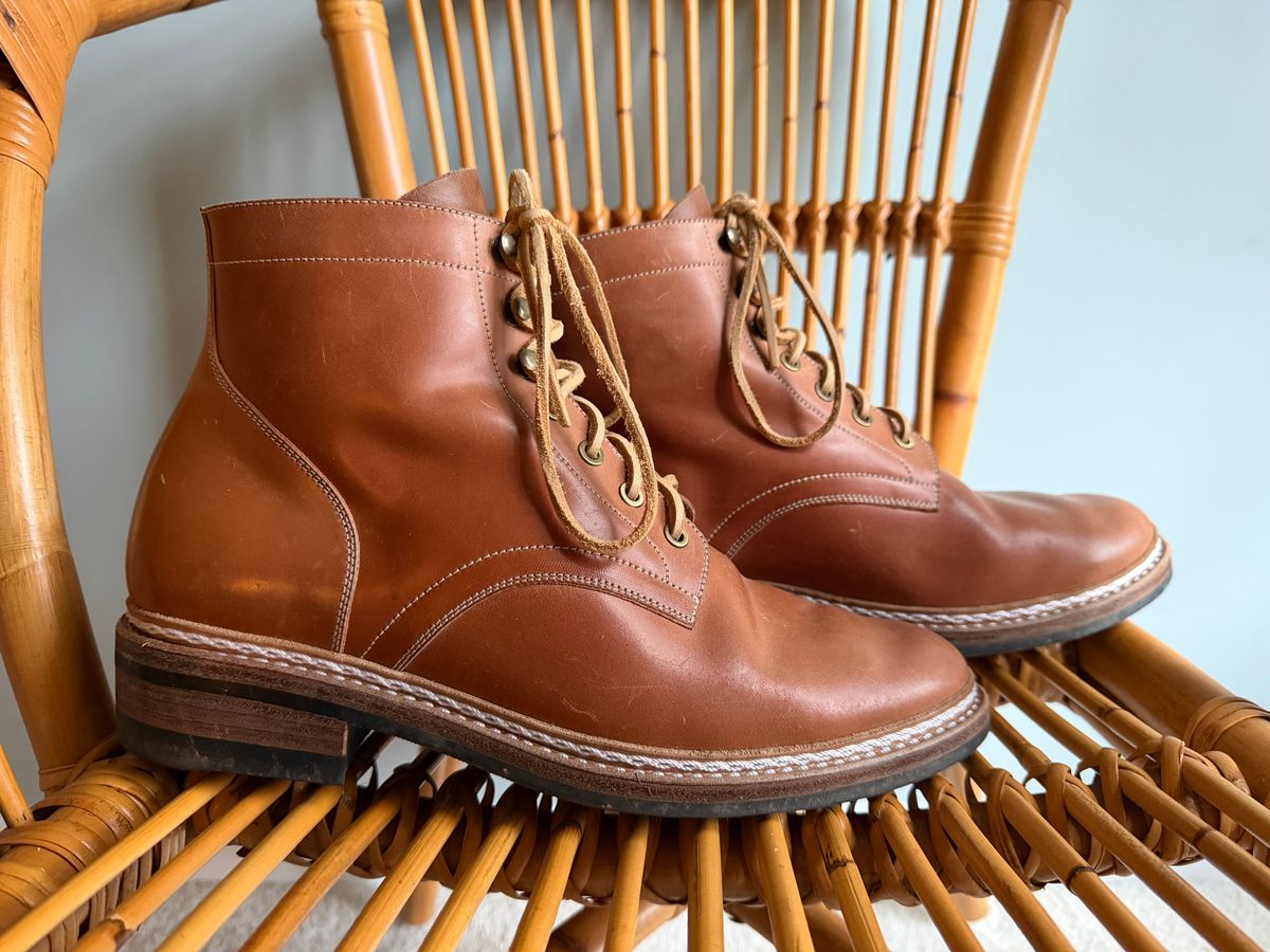 Photo by jaredbrewer on November 3, 2025 of the Junkard SC Plain Toe in Rocado Unglazed Natural Shell Cordovan.