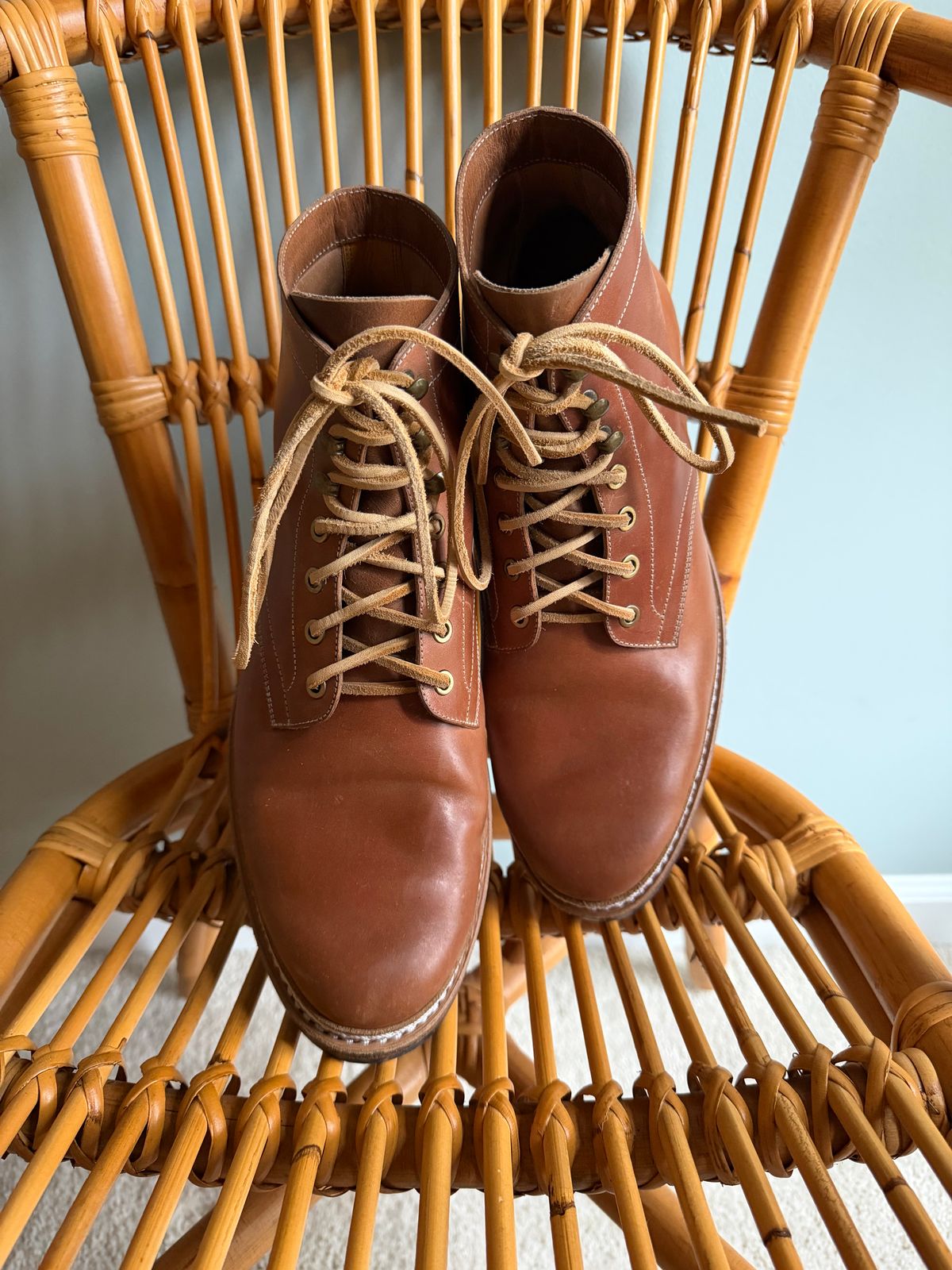 Photo by jaredbrewer on November 3, 2025 of the Junkard SC Plain Toe in Rocado Unglazed Natural Shell Cordovan.