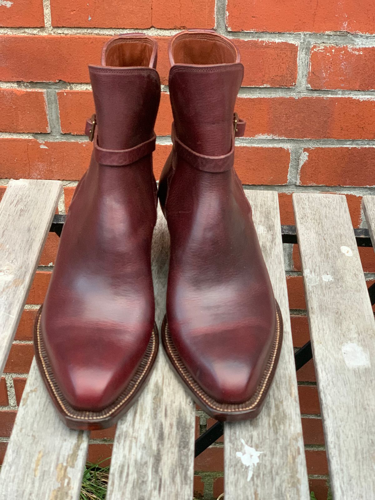 Photo by floraknightbootmaker on November 1, 2025 of the Flora Knight Cowboy Jodhpur in Tasman Leathers Of New Zealand.