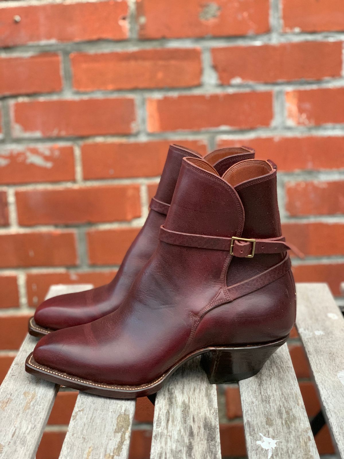 Photo by floraknightbootmaker on November 1, 2025 of the Flora Knight Cowboy Jodhpur in Tasman Leathers Of New Zealand.