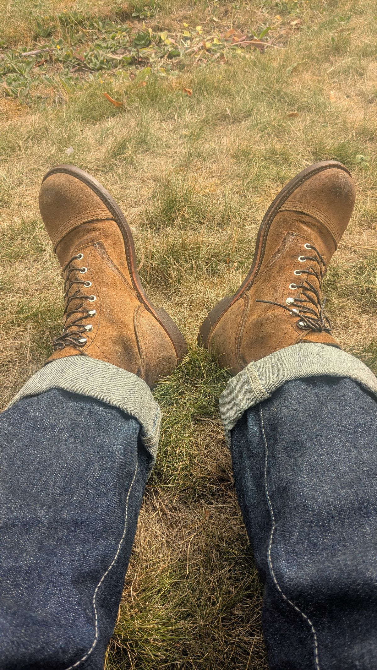 Photo by swoob on August 3, 2025 of the Red Wing Iron Ranger in S.B. Foot Hawthorne Muleskinner.