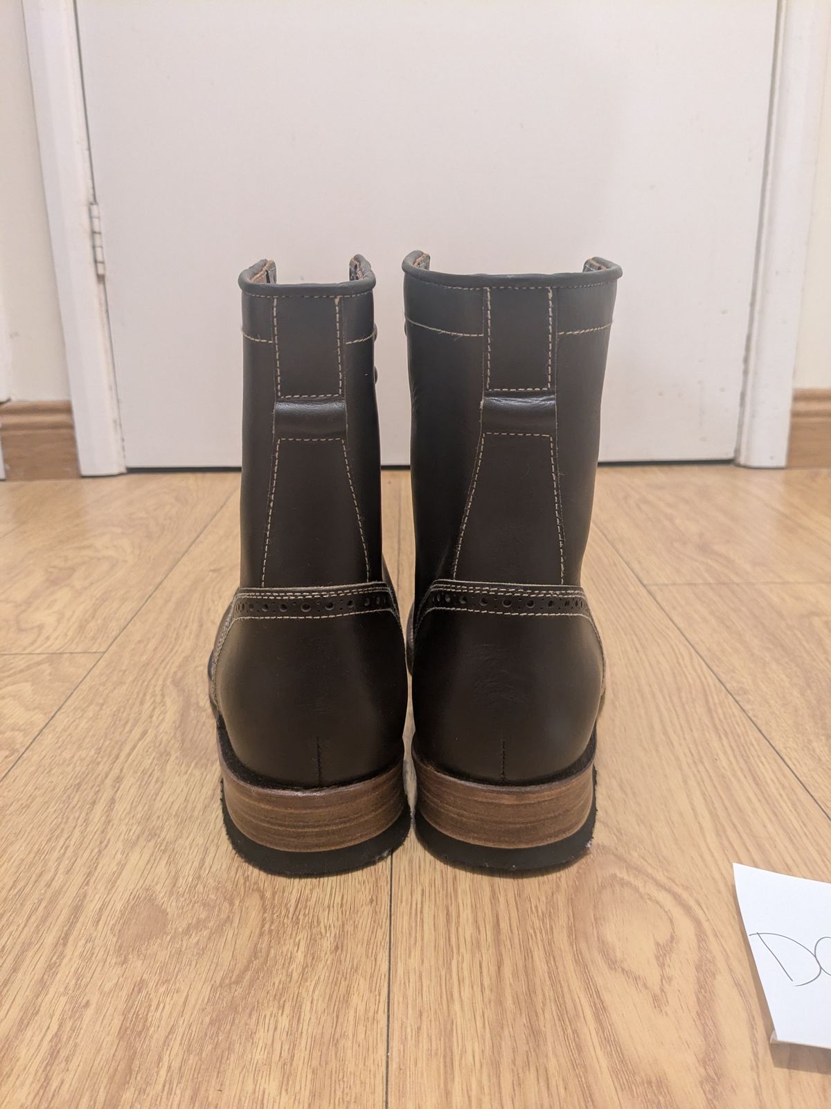 Photo by swoob on October 1, 2024 of the Bright Shoemakers Combat Boot in Olive Oil Veg Tan.