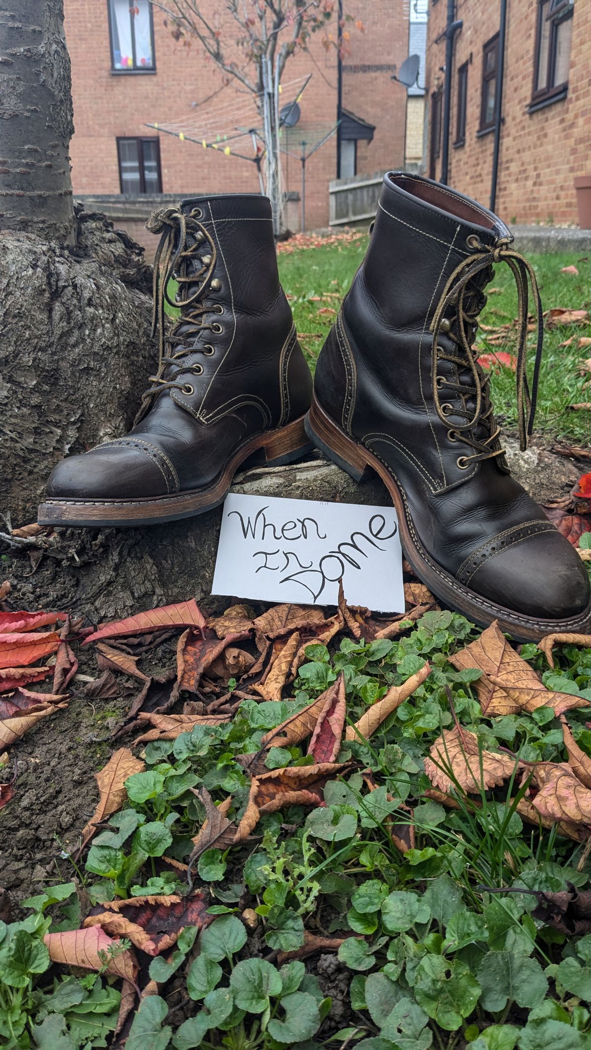 Photo by swoob on November 1, 2024 of the Bright Shoemakers Combat Boot in Olive Oil Veg Tan.