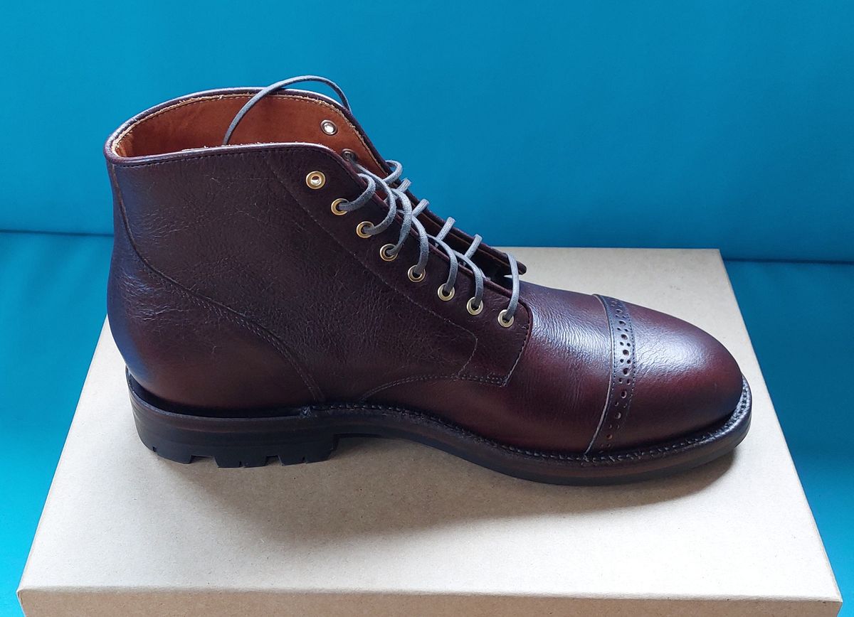 Photo by Wiseacre on December 7, 2024 of the Grant Stone Garrison Boot in C.F. Stead Crimson Classic Kudu.
