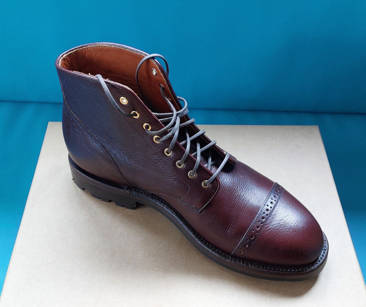 Photo by Wiseacre on December 7, 2024 of the Grant Stone Garrison Boot in C.F. Stead Crimson Classic Kudu.