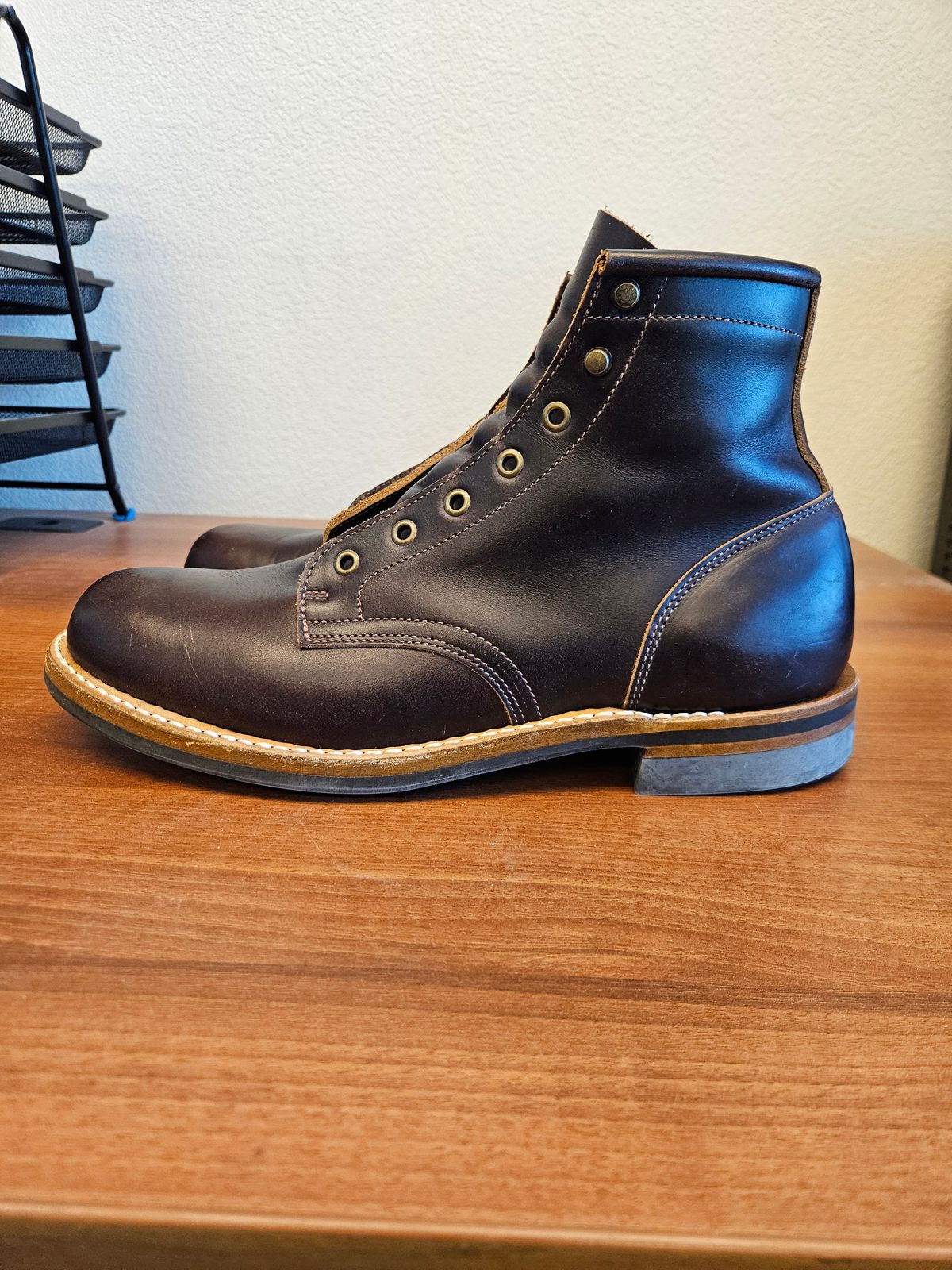 Photo by jhiatt77 on April 30, 2026 of the Truman Plain Toe Boot in Seidel Bay Double Shot.