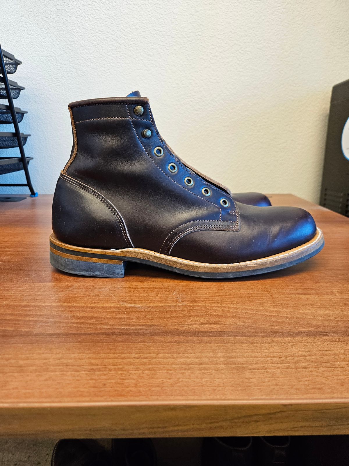Photo by jhiatt77 on April 30, 2026 of the Truman Plain Toe Boot in Seidel Bay Double Shot.
