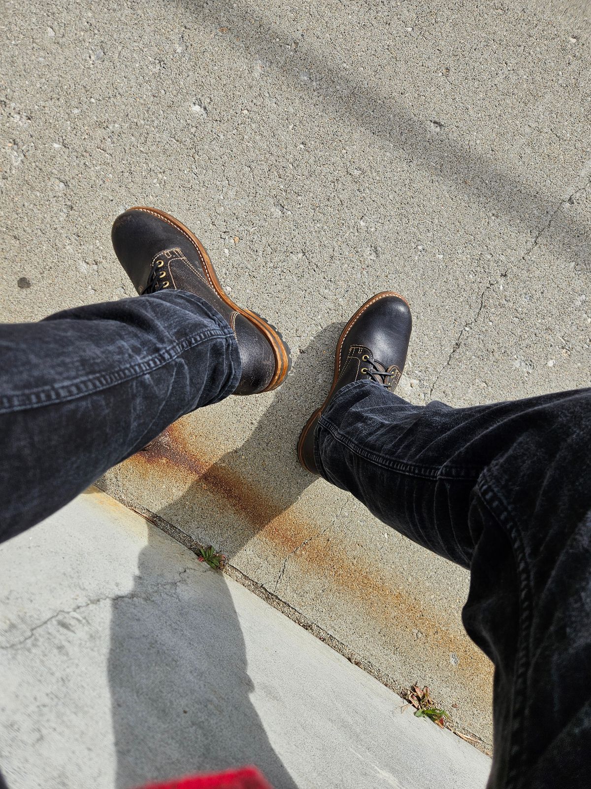 Photo by jhiatt77 on February 10, 2026 of the Truman Plain Toe Boot in Horween Black Waxed Flesh.