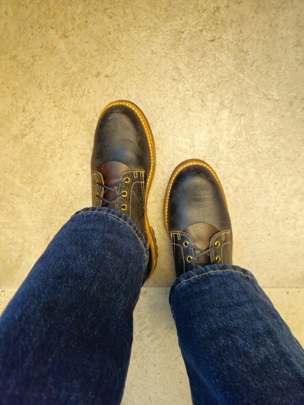 Photo by jhiatt77 on February 12, 2026 of the Truman Plain Toe Boot in Horween Black Waxed Flesh.