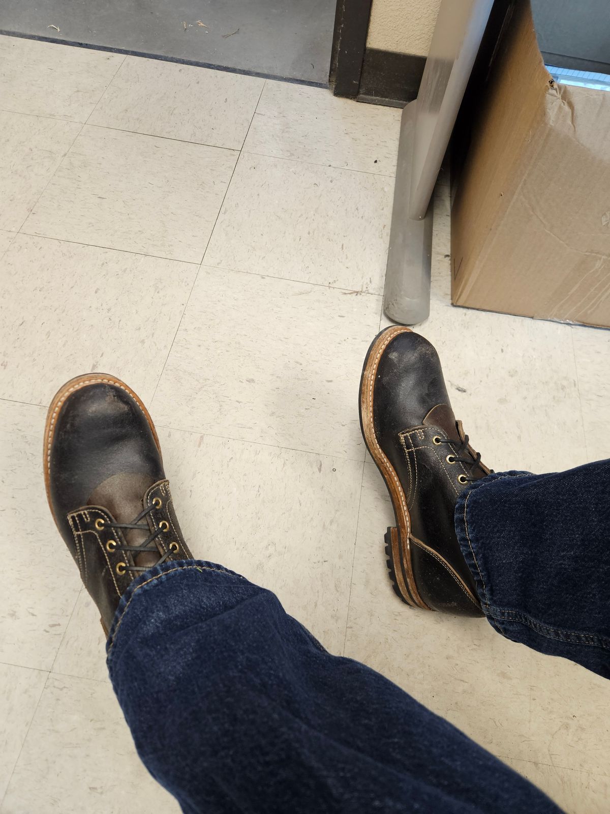 Photo by jhiatt77 on February 26, 2026 of the Truman Plain Toe Boot in Horween Black Waxed Flesh.