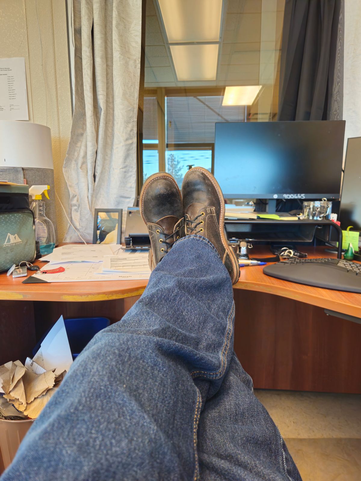 Photo by jhiatt77 on March 7, 2026 of the Truman Plain Toe Boot in Horween Black Waxed Flesh.