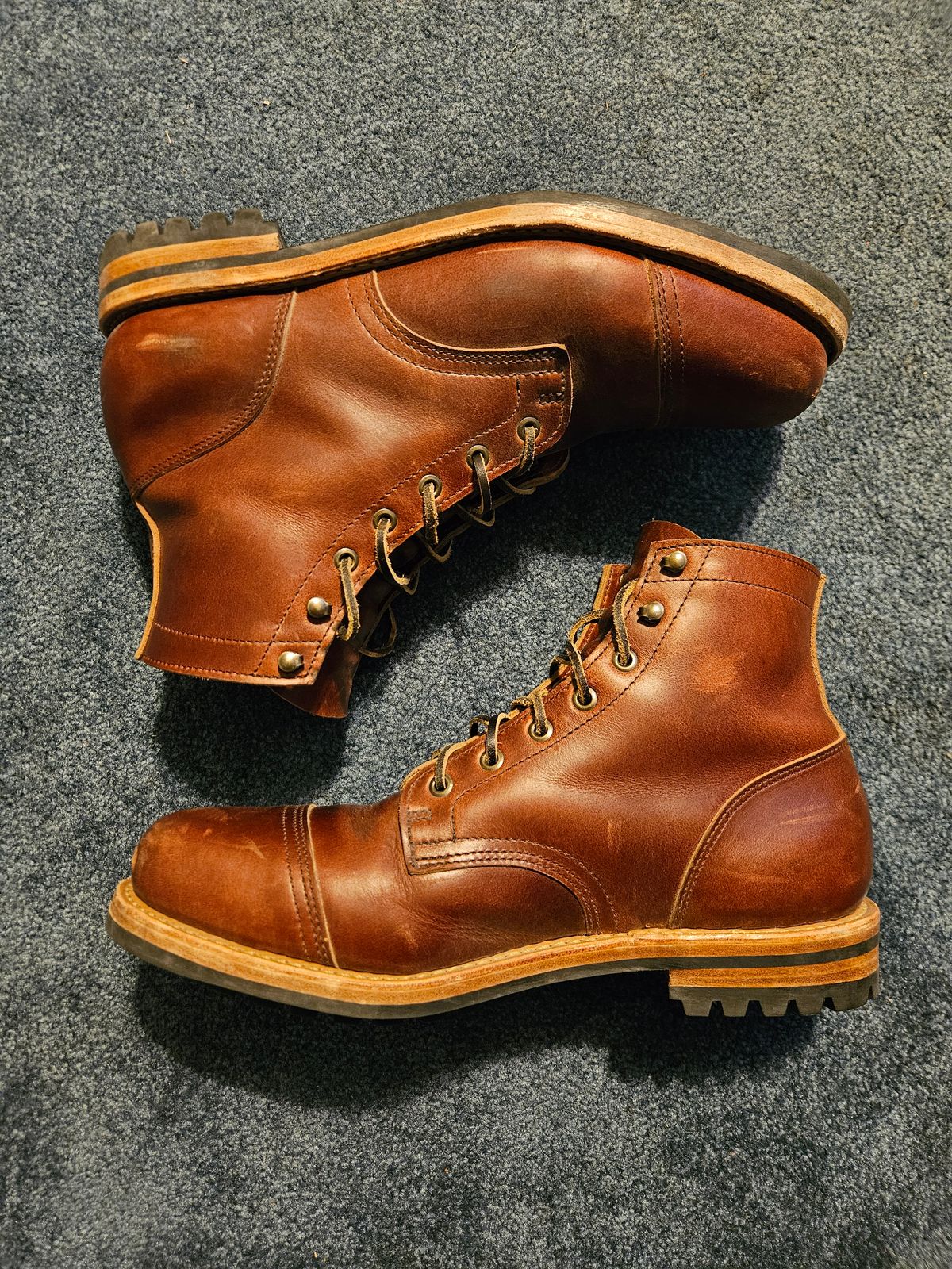 Photo by jhiatt77 on April 2, 2026 of the Truman Cap Toe Boot in Seidel Redwood Double Shot.