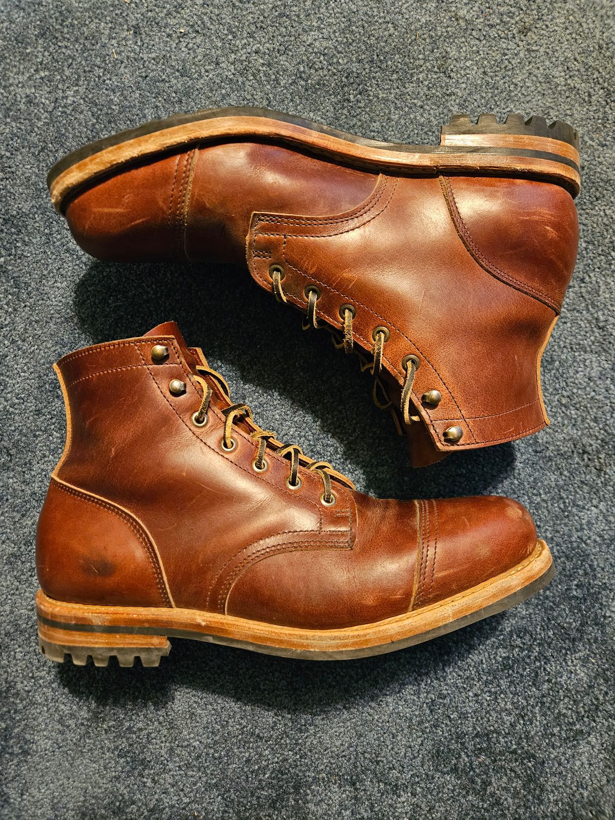 Photo by jhiatt77 on April 2, 2026 of the Truman Cap Toe Boot in Seidel Redwood Double Shot.