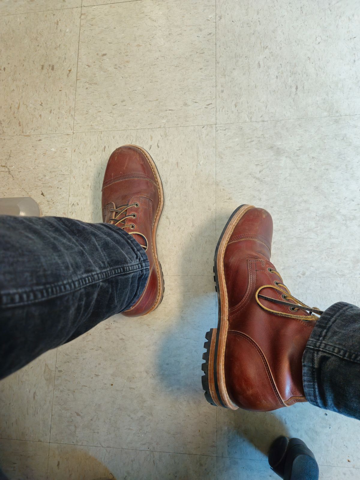 Photo by jhiatt77 on April 28, 2026 of the Truman Cap Toe Boot in Seidel Redwood Double Shot.