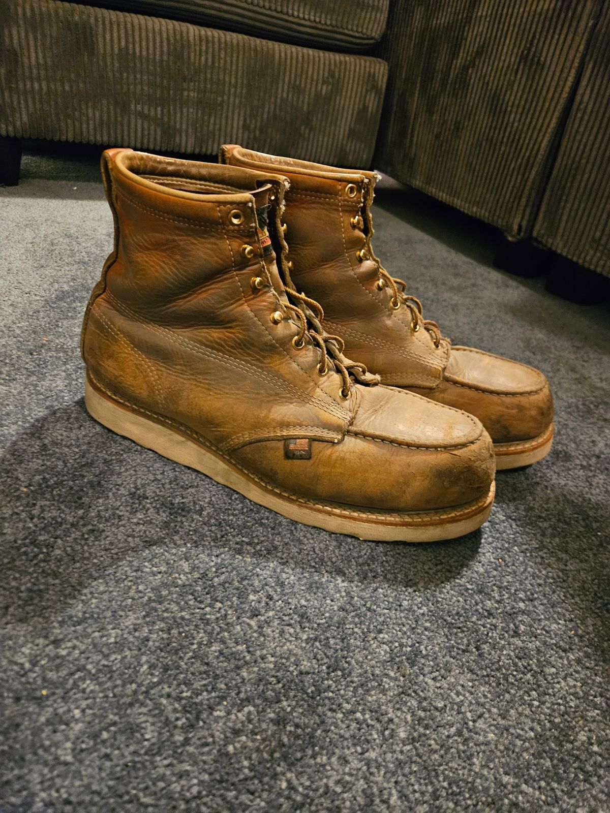 Photo by jhiatt77 on February 9, 2026 of the Thorogood American Heritage 6" Moc Toe in Tobacco Gladiator Oil-Tanned.