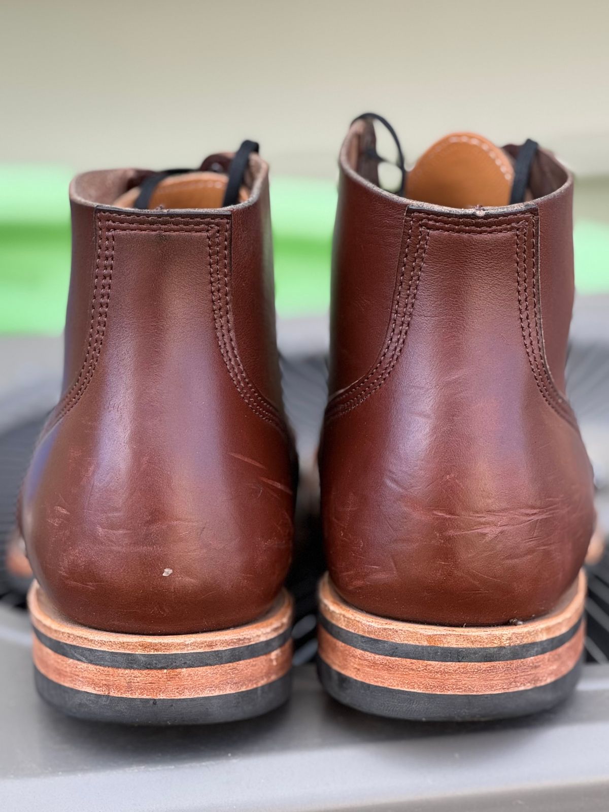 Photo by pnwelted on November 2, 2024 of the Viberg Service Boot BCT in Horween Pigment Brown Workshoe Butt.