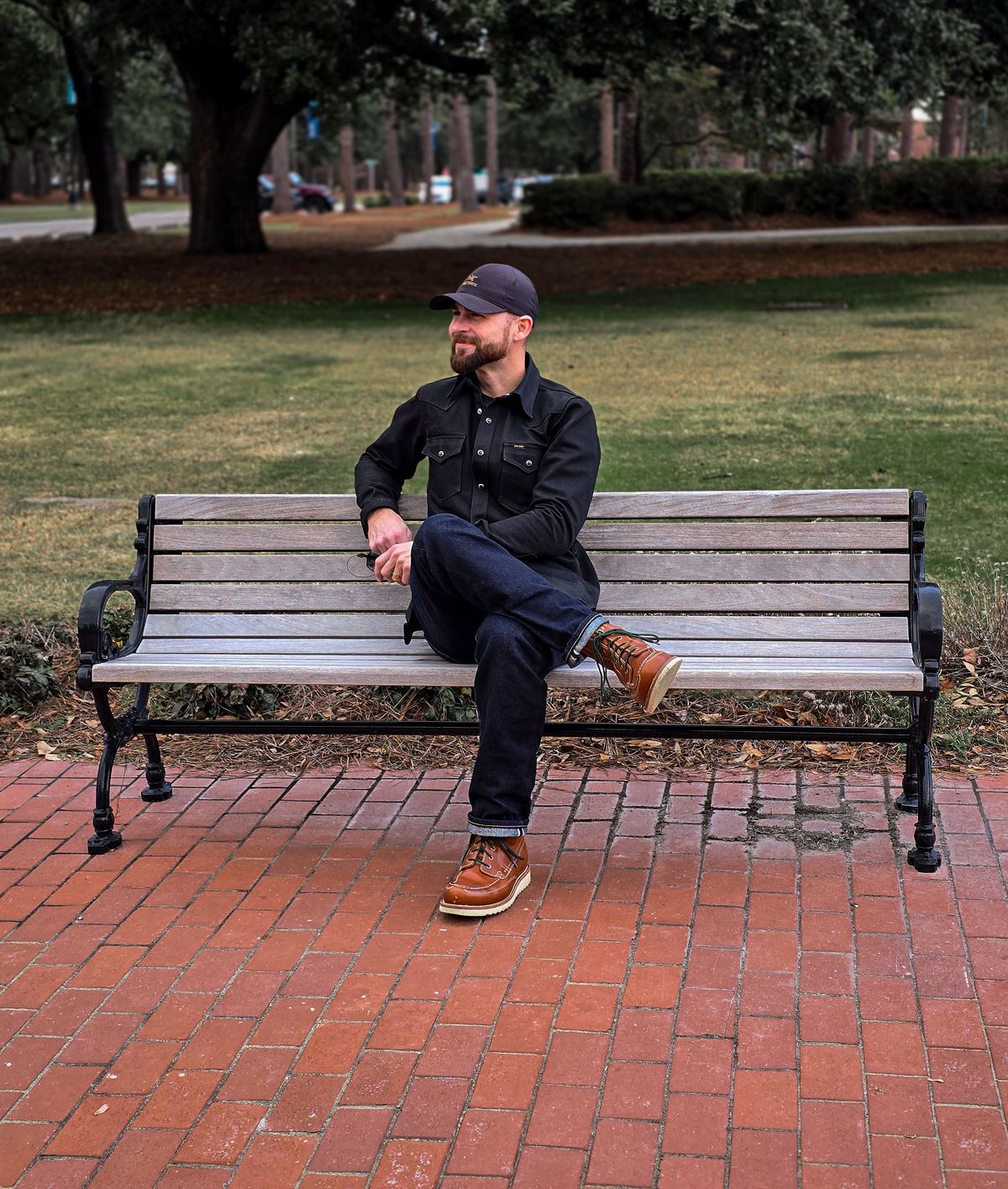 Photo by Indigo_Fade_Journal on October 26, 2025 of the Grant Stone Field Boot in Badalassi Carlo Saddle Tan Minerva.