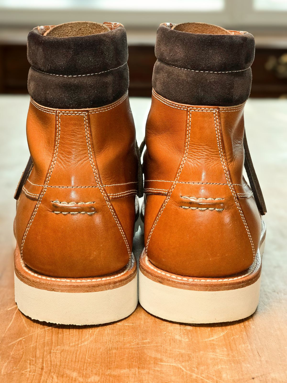 Photo by Indigo_Fade_Journal on November 5, 2025 of the Grant Stone Field Boot in Badalassi Carlo Saddle Tan Minerva.