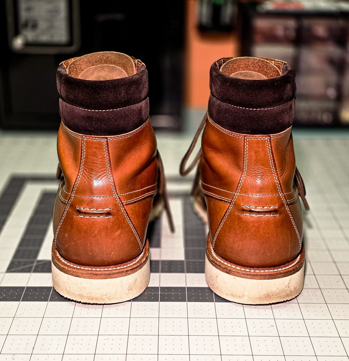 Photo by Indigo_Fade_Journal on December 1, 2025 of the Grant Stone Field Boot in Badalassi Carlo Saddle Tan Minerva.