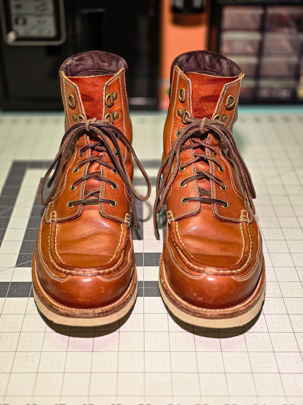 Photo by Indigo_Fade_Journal on December 1, 2025 of the Grant Stone Field Boot in Badalassi Carlo Saddle Tan Minerva.