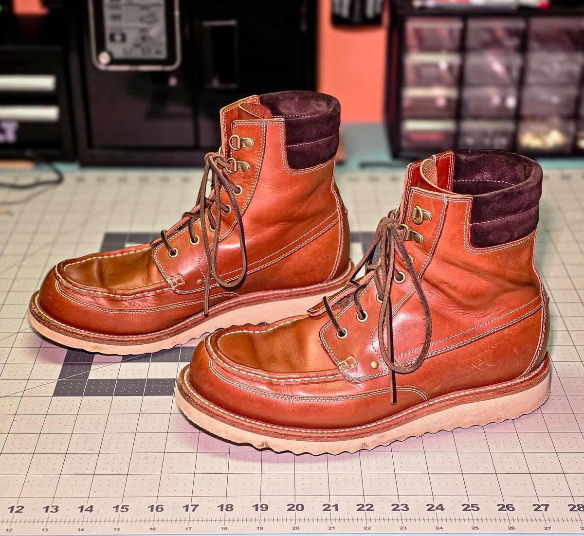 Photo by Indigo_Fade_Journal on December 1, 2025 of the Grant Stone Field Boot in Badalassi Carlo Saddle Tan Minerva.