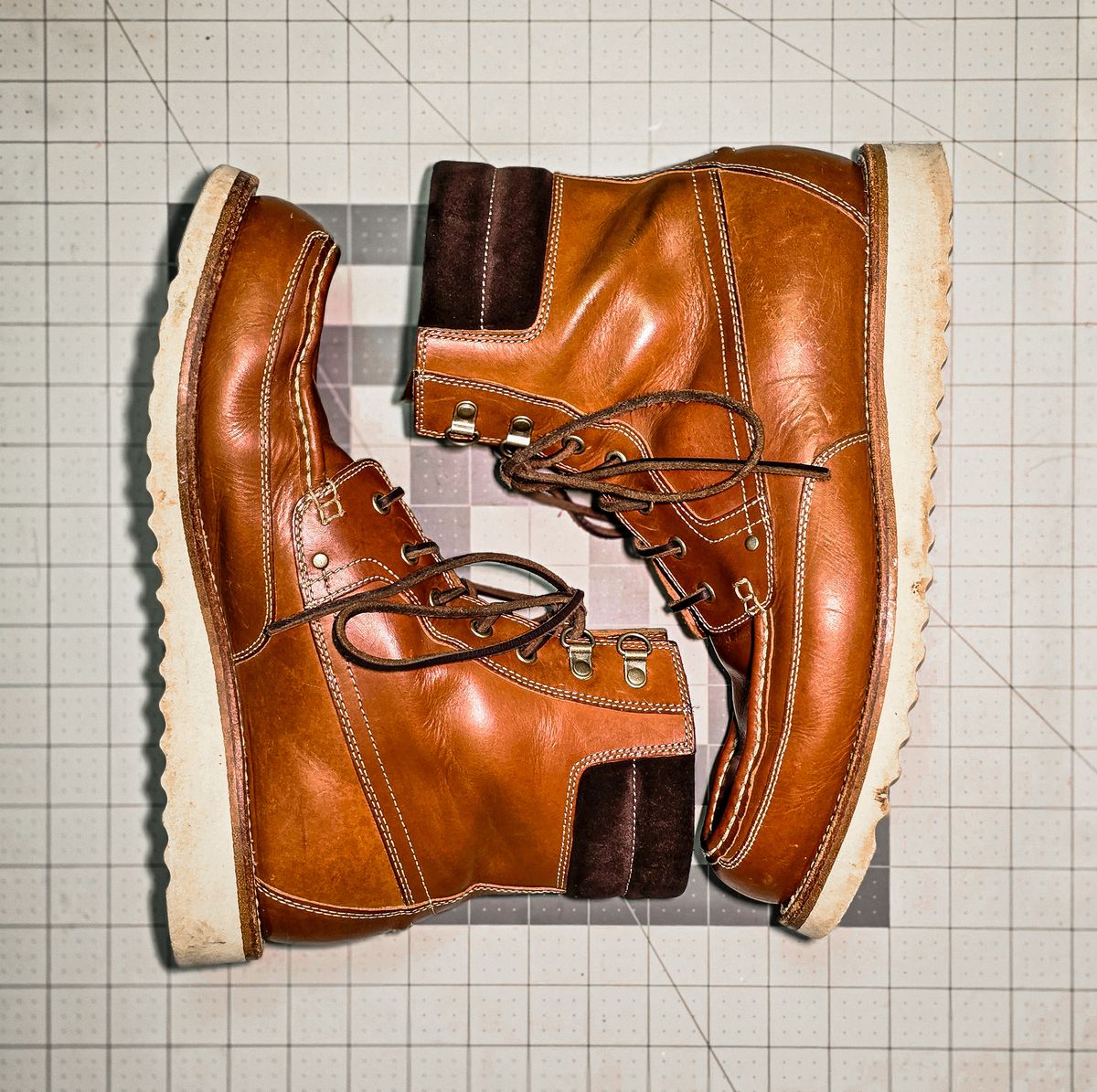 Photo by Indigo_Fade_Journal on December 1, 2025 of the Grant Stone Field Boot in Badalassi Carlo Saddle Tan Minerva.