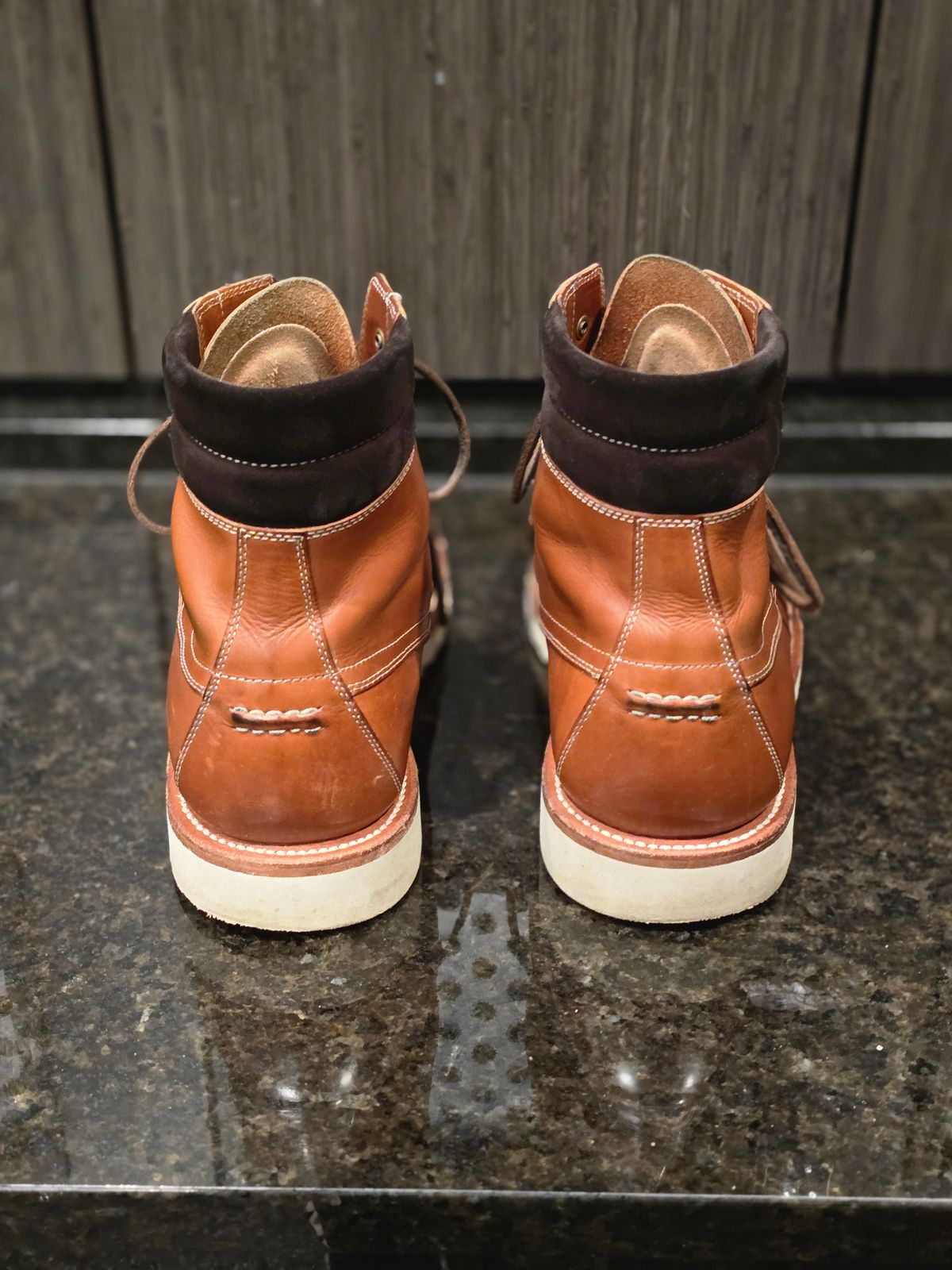 Photo by Indigo_Fade_Journal on January 5, 2026 of the Grant Stone Field Boot in Badalassi Carlo Saddle Tan Minerva.