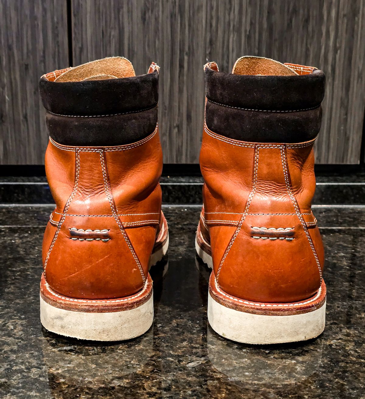 Photo by Indigo_Fade_Journal on February 5, 2026 of the Grant Stone Field Boot in Badalassi Carlo Saddle Tan Minerva.