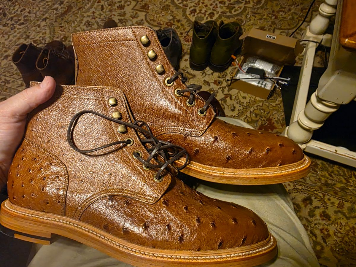 Photo by Sergeant82d on March 28, 2025 of the Grant Stone Diesel Boot in Ranger Ostrich.
