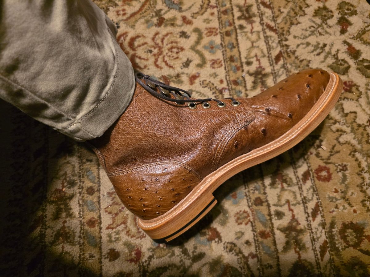 Photo by Sergeant82d on March 28, 2025 of the Grant Stone Diesel Boot in Ranger Ostrich.
