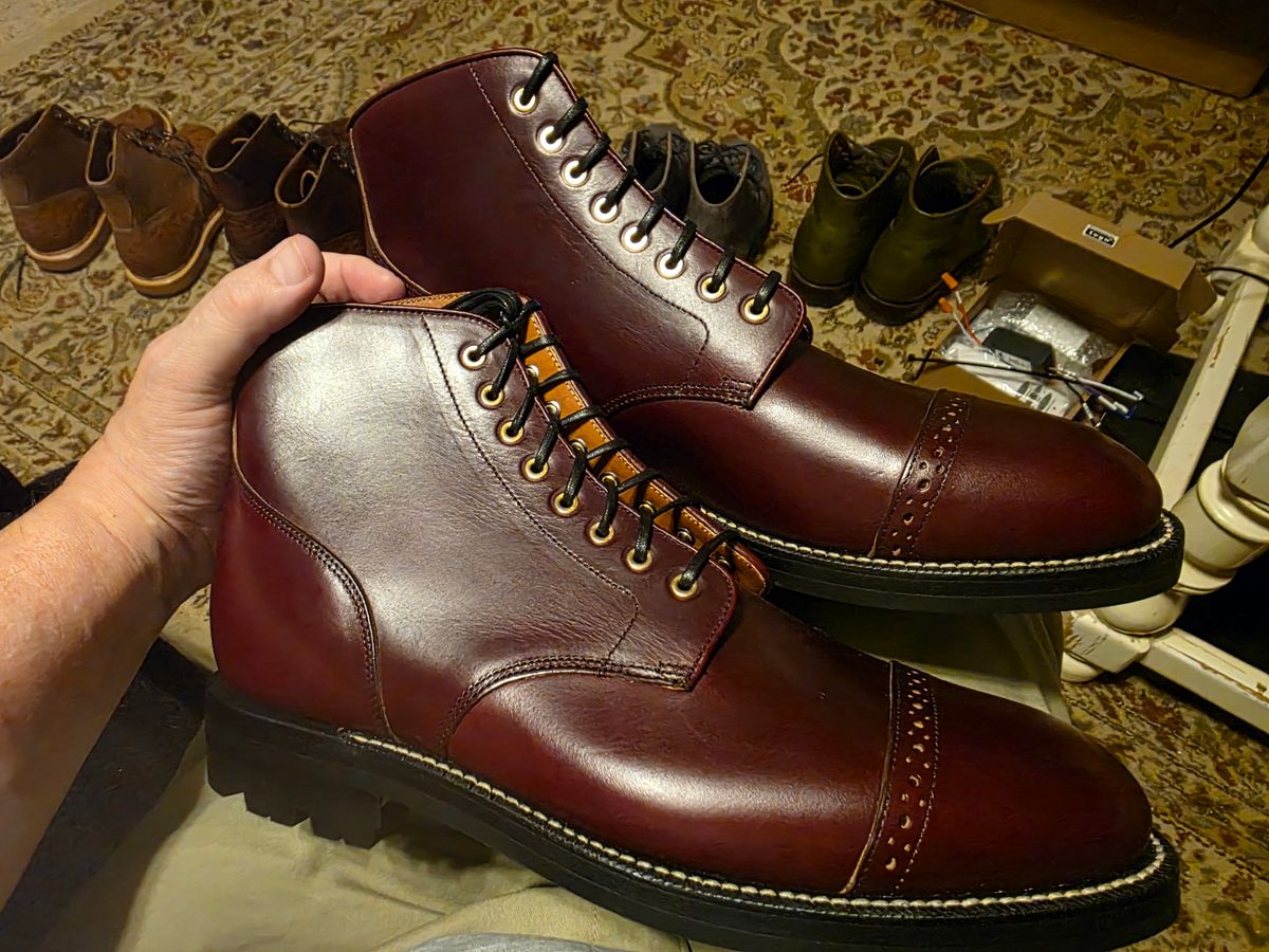 Photo by Sergeant82d on March 28, 2025 of the Grant Stone Garrison Boot in Horween Color 8 Chromexcel.
