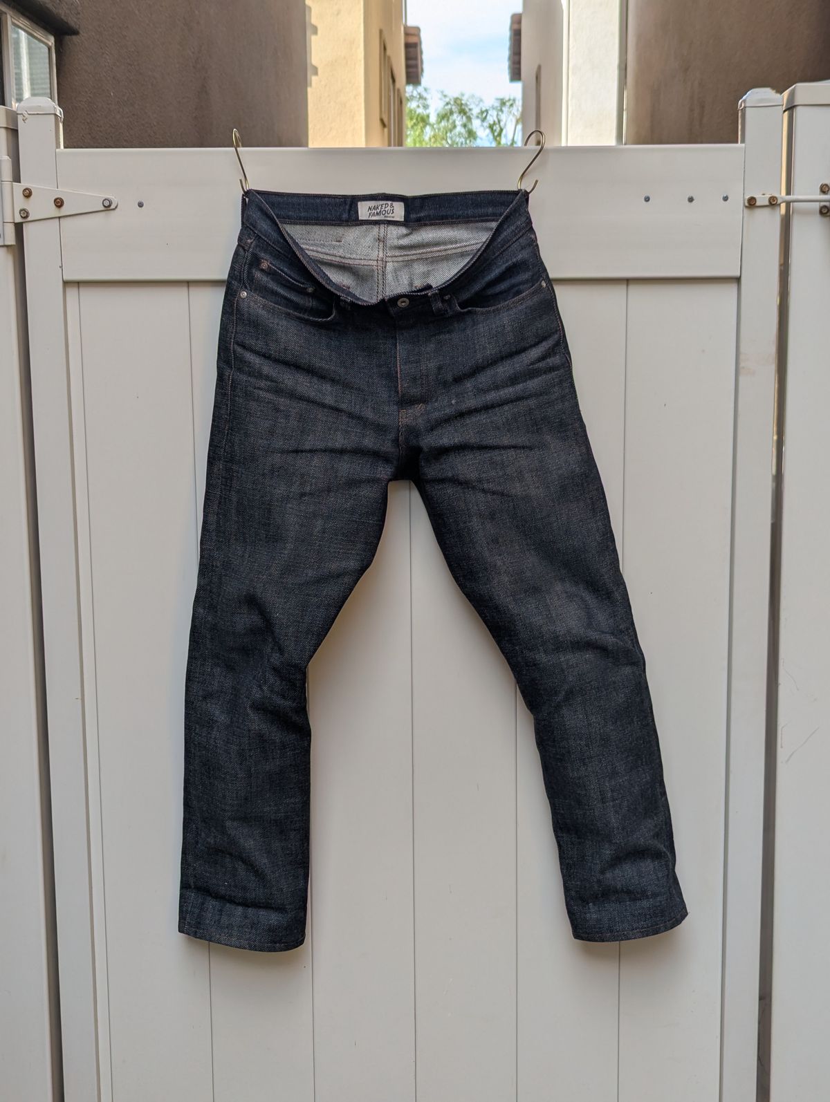 Photo by StuntTriple on March 28, 2026 of the Naked & Famous Denim Elephant 13 Red Core in Natural Vegetable Tan & 21oz Super Heavyweight Japanese Denim.