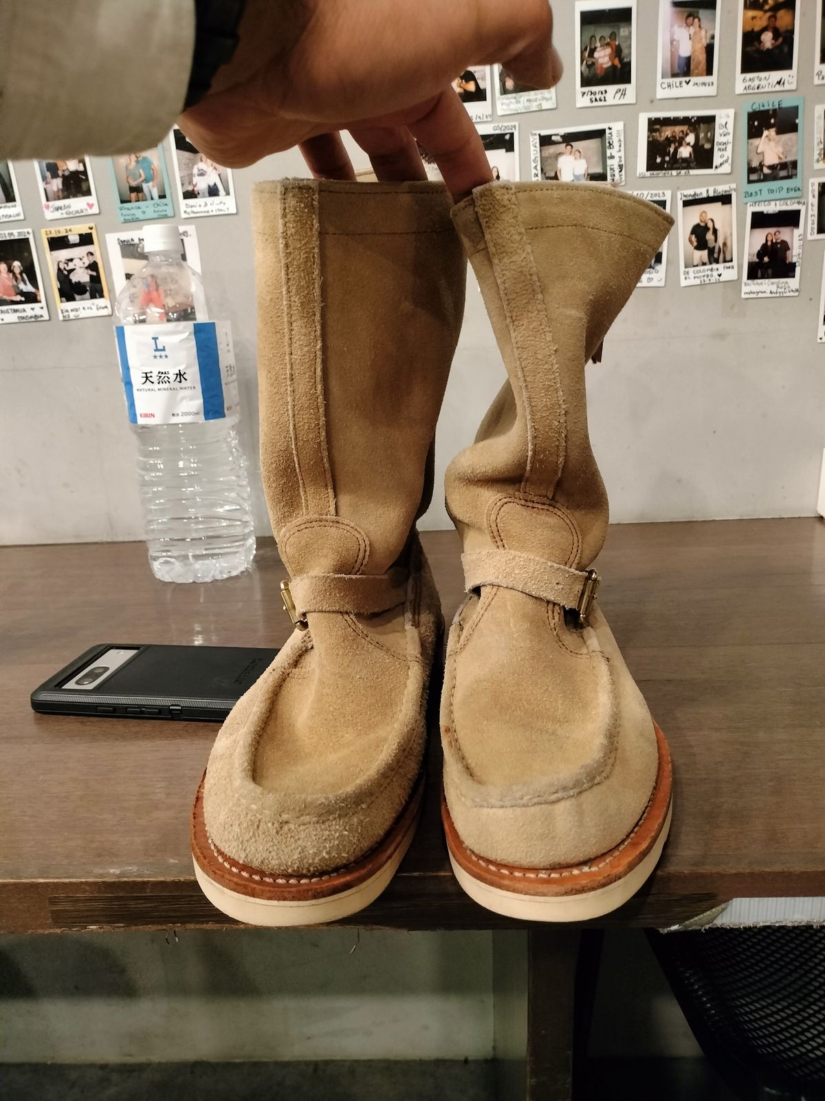 Photo by StuntTriple on October 27, 2025 of the Russell Moccasin Co. Zephyr in Horween Biege Laramie Suede.