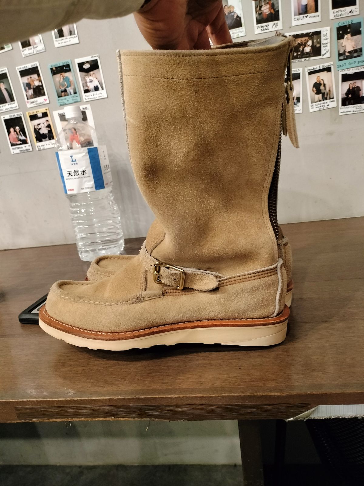 Photo by StuntTriple on October 27, 2025 of the Russell Moccasin Co. Zephyr in Horween Biege Laramie Suede.